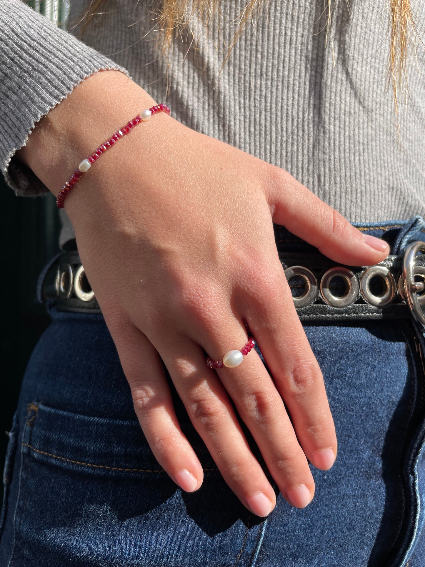 Bague Rose Foncé irisé